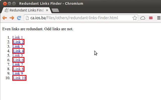 Redundant Links Finder  from Chrome web store to be run with OffiDocs Chromium online