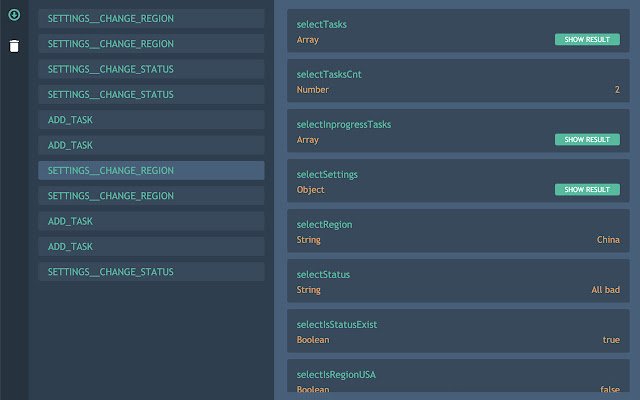 Redux CheckState (selectors testing)  from Chrome web store to be run with OffiDocs Chromium online