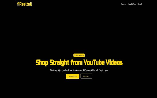 Reeltail: Shop Straight from YouTube Videos.  from Chrome web store to be run with OffiDocs Chromium online