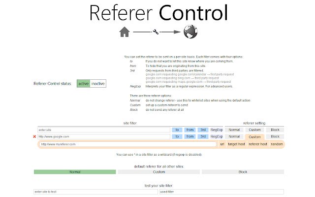 Referer Control  from Chrome web store to be run with OffiDocs Chromium online