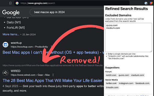 Refined Search Results  from Chrome web store to be run with OffiDocs Chromium online