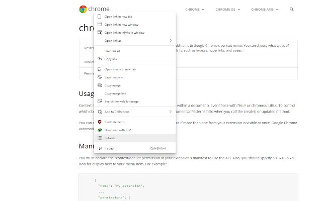 Refresh always in Menu  from Chrome web store to be run with OffiDocs Chromium online