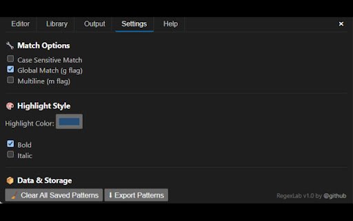 RegexLab – Real time Regex Tester  Highlighter  from Chrome web store to be run with OffiDocs Chromium online