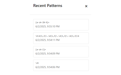 Regex Tester Generator from Chrome web store to be run with OffiDocs Chromium online Regex Tester Generator from Chrome web store to be run with OffiDocs Chromium online