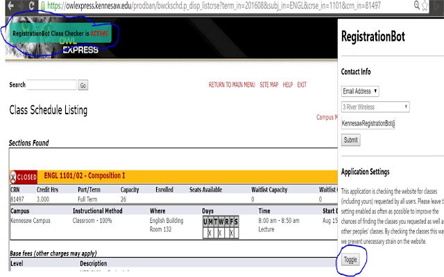 RegistrationBot  from Chrome web store to be run with OffiDocs Chromium online