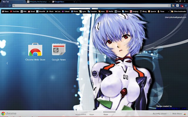 来自 Chrome 网上商店的 Rei Ayanami Theme HD 1920x1200 将与 OffiDocs Chromium online 一起运行