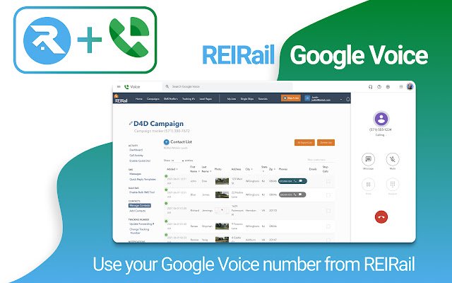 REIRail Google Voice ze sklepu internetowego Chrome można uruchomić z OffiDocs Chromium online