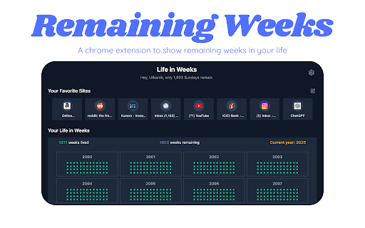 Remaining Weeks  from Chrome web store to be run with OffiDocs Chromium online