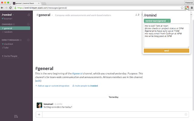 /remind for Slack  from Chrome web store to be run with OffiDocs Chromium online