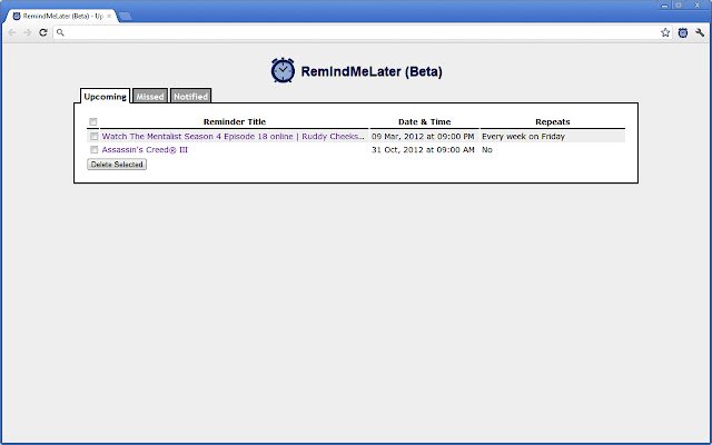 RemindMeLater (Beta)  from Chrome web store to be run with OffiDocs Chromium online