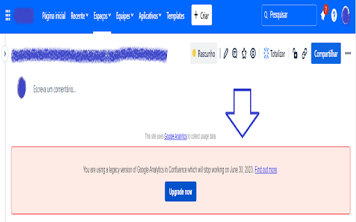 Remove Google Analytics upgrade message from Confluence  from Chrome web store to be run with OffiDocs Chromium online