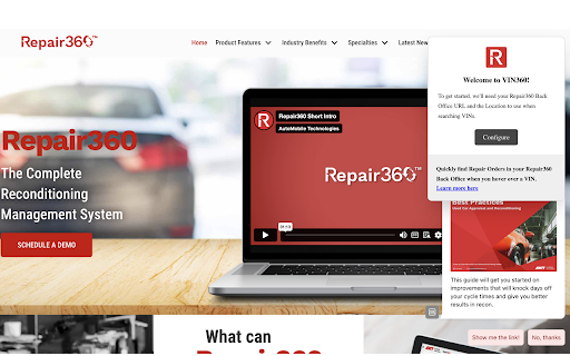 Repair360 VIN Tracker  from Chrome web store to be run with OffiDocs Chromium online