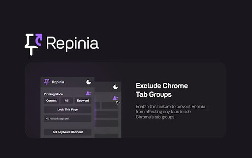 Repinia: Pin/Unpin Tabs by Keywords (Keyboard Shortcut)  from Chrome web store to be run with OffiDocs Chromium online