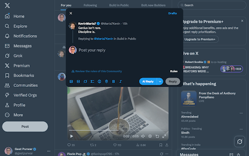 RepliX: Smart AI Replies for X.com, Tailored to Your Style  from Chrome web store to be run with OffiDocs Chromium online