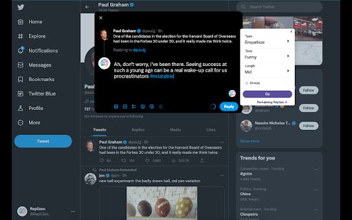 Replizen  from Chrome web store to be run with OffiDocs Chromium online