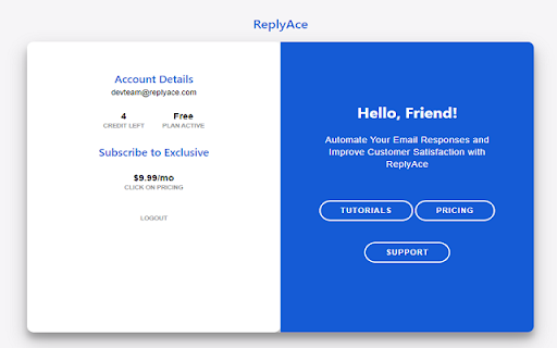 ReplyAce Automate Your Email Responses  from Chrome web store to be run with OffiDocs Chromium online