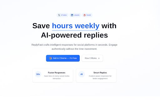 ReplyFast.us AI Assistant for Social Media  from Chrome web store to be run with OffiDocs Chromium online