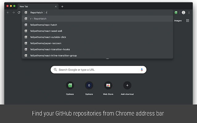 RepoHatch لـ GitHub من متجر Chrome الإلكتروني ليتم تشغيله باستخدام OffiDocs Chromium عبر الإنترنت