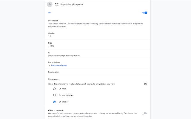 Report Sample Injector  from Chrome web store to be run with OffiDocs Chromium online