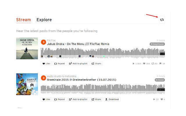 Repost Toggle for Soundcloud  from Chrome web store to be run with OffiDocs Chromium online