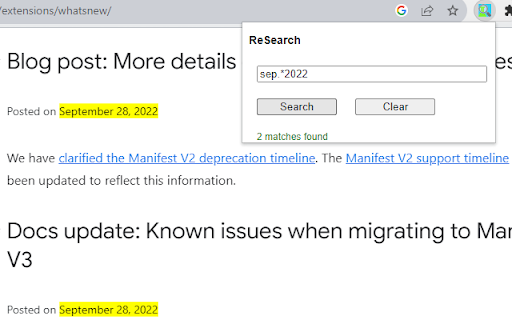 ReSearch  from Chrome web store to be run with OffiDocs Chromium online