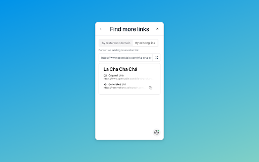 Reservation Link Finder  from Chrome web store to be run with OffiDocs Chromium online