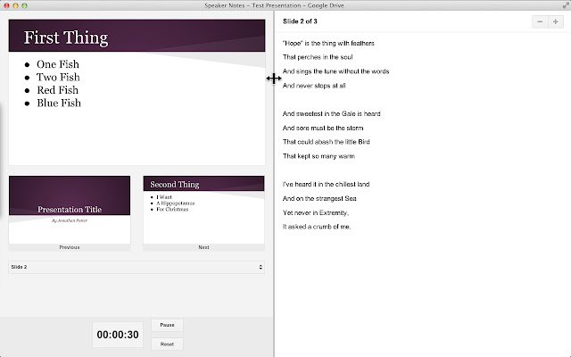 Relatore ridimensionabile Note Presentazioni Google dal web store di Chrome da eseguire con OffiDocs Chromium online