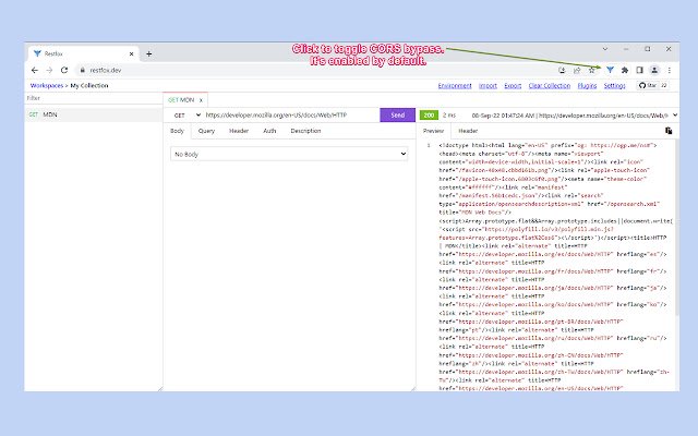 Restfox CORS Helper van de Chrome-webwinkel om te worden uitgevoerd met OffiDocs Chromium online
