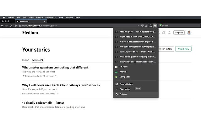 Restore Closed Tabs  from Chrome web store to be run with OffiDocs Chromium online