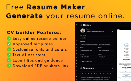 resume maker  from Chrome web store to be run with OffiDocs Chromium online