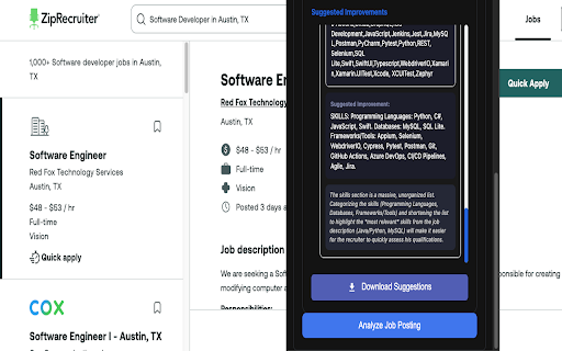 Resume Radar  from Chrome web store to be run with OffiDocs Chromium online