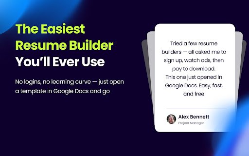Resume Templates for Google Docs™  from Chrome web store to be run with OffiDocs Chromium online