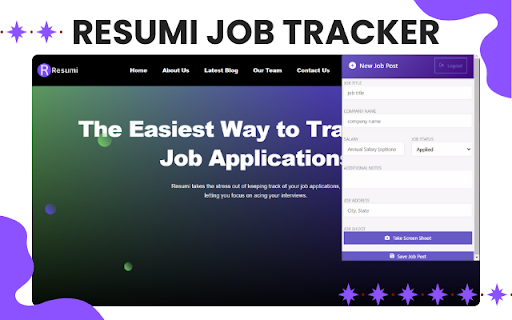 Resumi Job Tracker  from Chrome web store to be run with OffiDocs Chromium online