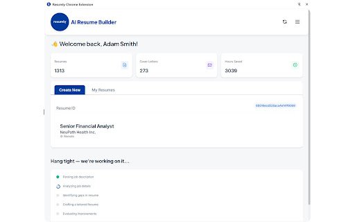 Resumly Chrome Extension  from Chrome web store to be run with OffiDocs Chromium online