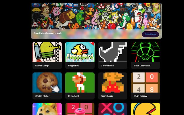 Retro Games  from Chrome web store to be run with OffiDocs Chromium online