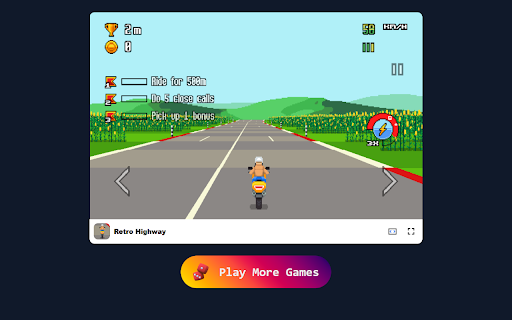 Retro Highway Game Race into Nostalgic Arcade Fun!  from Chrome web store to be run with OffiDocs Chromium online