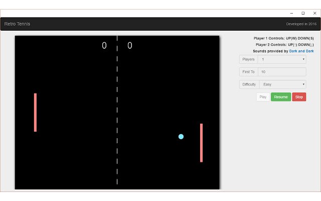 Retro Tennis  from Chrome web store to be run with OffiDocs Chromium online