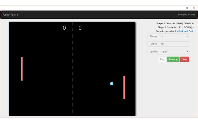 Retro Tennis dal negozio web di Chrome verrà eseguito con OffiDocs Chromium online