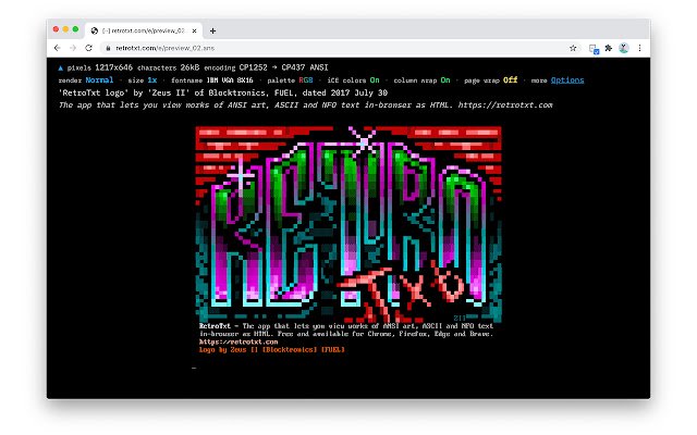 Chrome 网上商店的 RetroTxt 将与 OffiDocs Chromium 在线运行