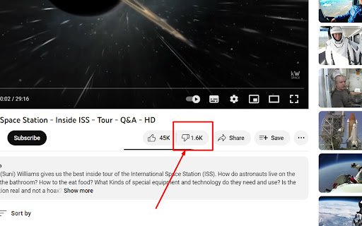 Return Youtube Dislike Count  from Chrome web store to be run with OffiDocs Chromium online