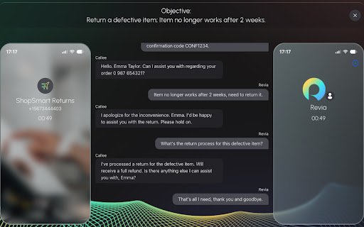 Revia Personal phone call AI  from Chrome web store to be run with OffiDocs Chromium online