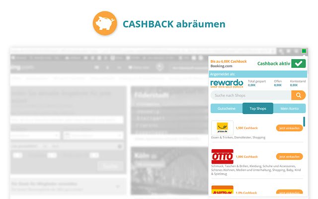 Rewards Cashback Deals Gutscheine und Rabatte de la tienda web de Chrome se ejecutará con OffiDocs Chromium en línea