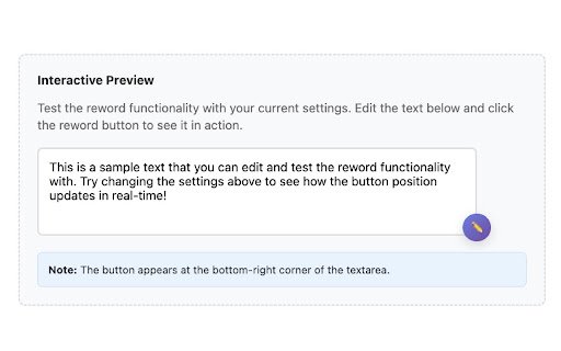 Reword  from Chrome web store to be run with OffiDocs Chromium online