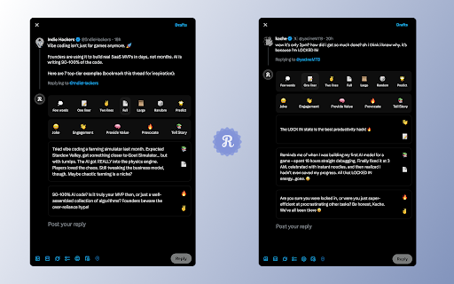 Rewy — AI Audience Growth Copilot for X/Twitter from Chrome web store to be run with OffiDocs Chromium online Rewy — AI Audience Growth Copilot for X/Twitter from Chrome web store to be run with OffiDocs Chromium online