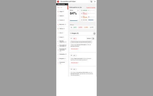 RGAA Checker  from Chrome web store to be run with OffiDocs Chromium online