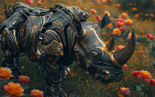 rhinoceros animal with futuristic robotic parts  from Chrome web store to be run with OffiDocs Chromium online
