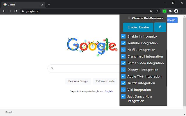 RichPresence for Discord  from Chrome web store to be run with OffiDocs Chromium online