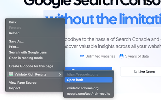 Rich Results Validator for SEO  from Chrome web store to be run with OffiDocs Chromium online