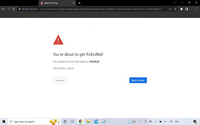 RickRoll Blocker із веб-магазину Chrome, який можна запускати з OffiDocs Chromium онлайн