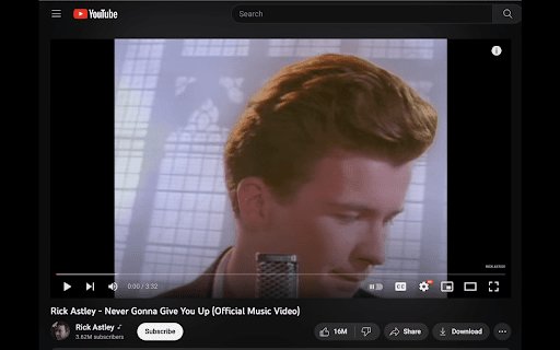 Rickroll Extension  from Chrome web store to be run with OffiDocs Chromium online